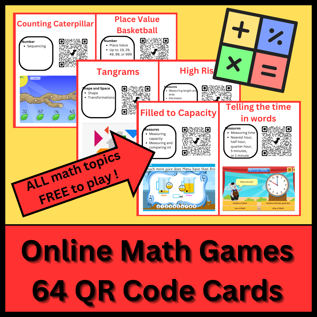 Mash > 3rd / 4th Class > 64 Free Online Math Games QR Code Cards